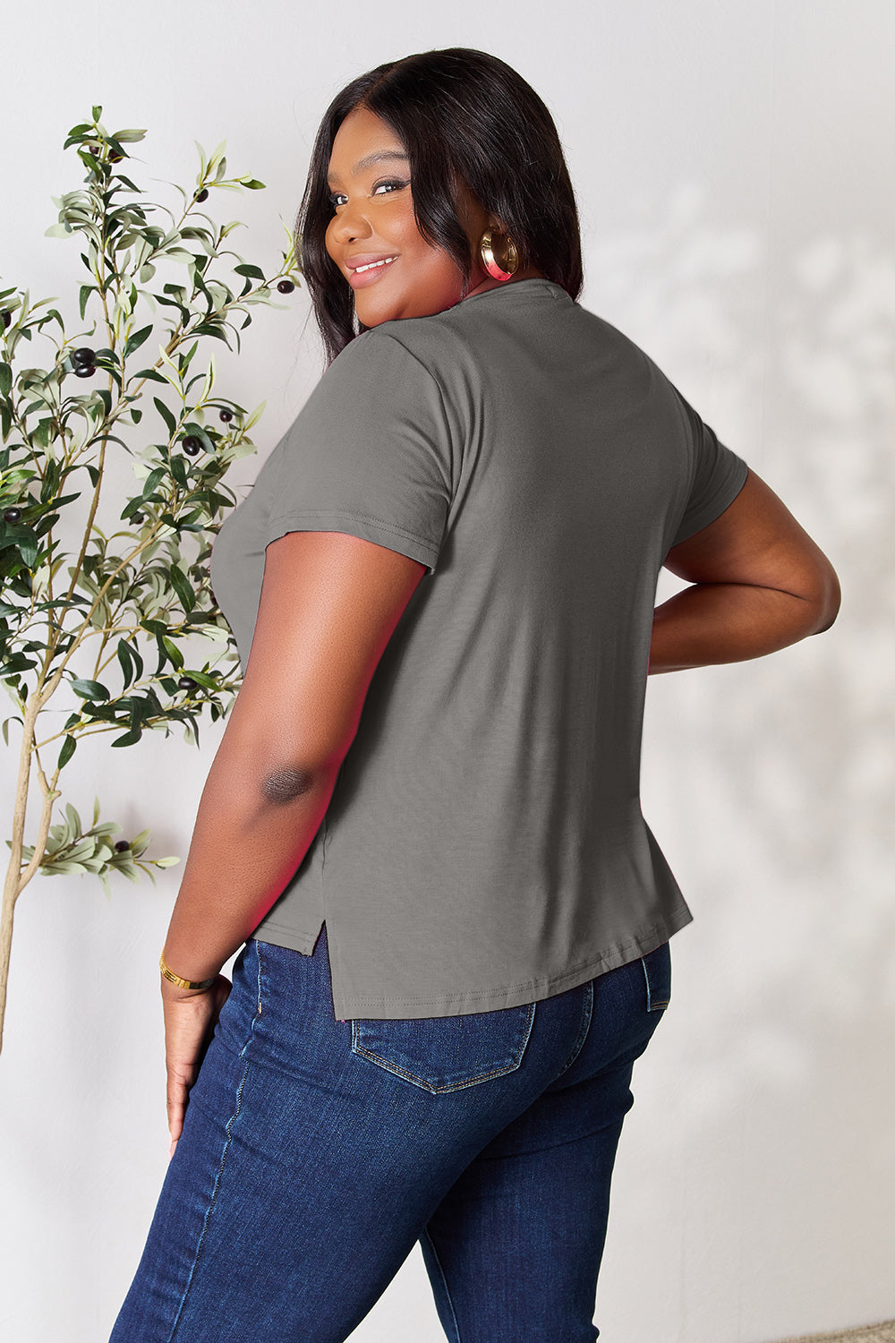 Basic Bae Full Size Round Neck Short Sleeve T-Shirt **also in red, moss, purple, charcoal, taupe, and white