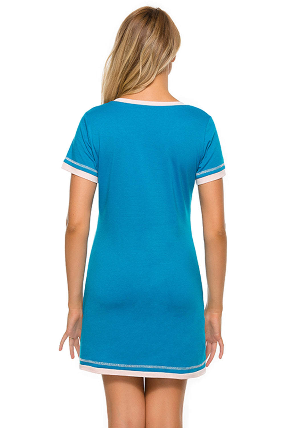 Contrast Trim Short Sleeve Lounge Dress **available in 11 colors