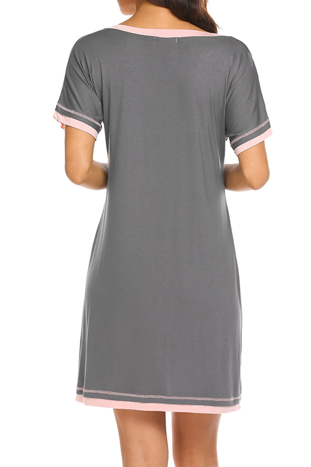 Contrast Trim Short Sleeve Lounge Dress **available in 11 colors