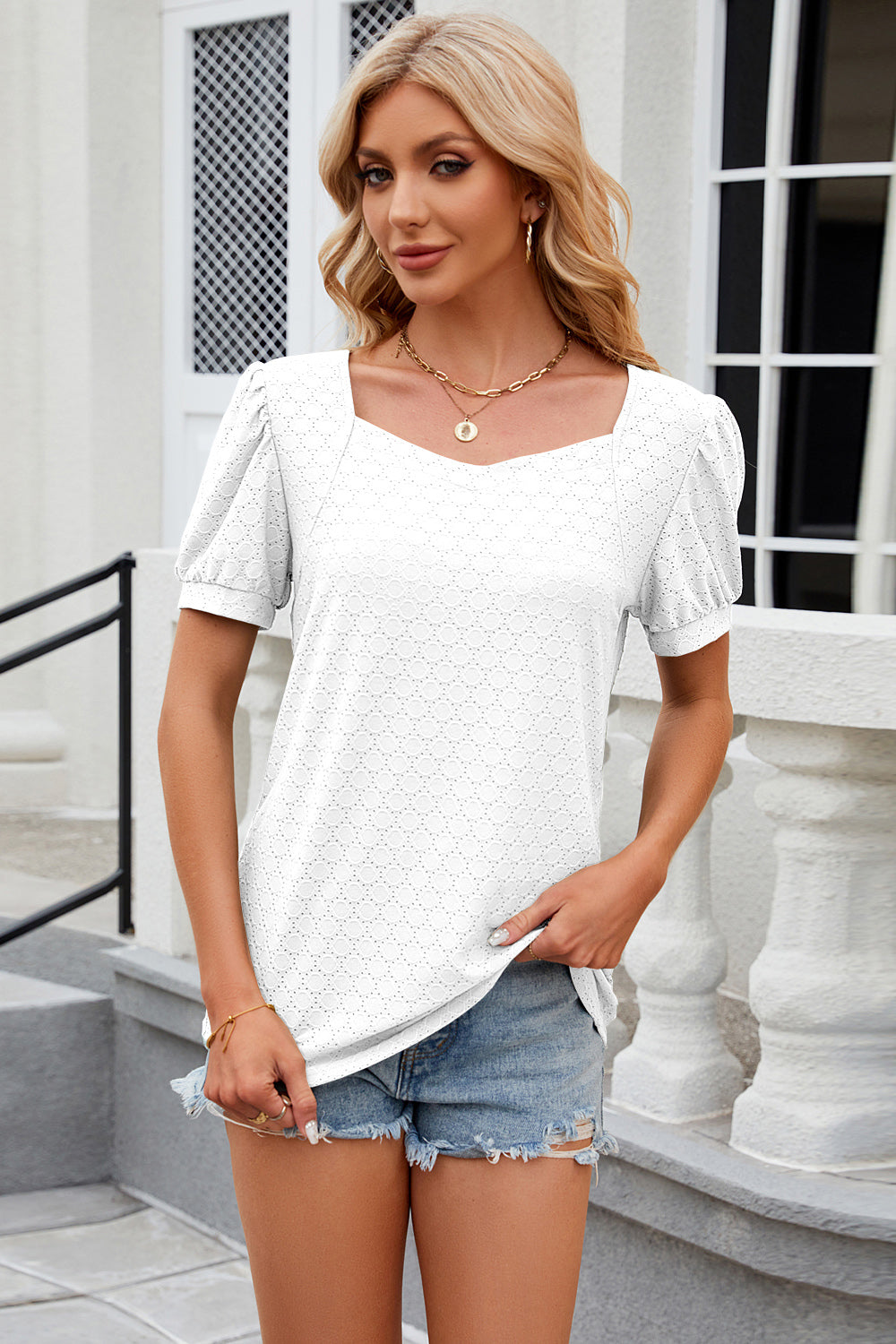 Eyelet Short Sleeve T-Shirt **available in 8 colors