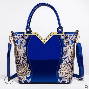 Freya Safi Luxury Sequin Embroidery Patent Leather Handbag