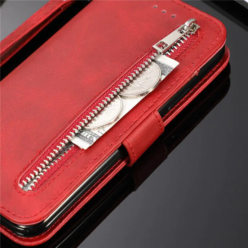 Leather Zipper Case For Samsung Galaxy