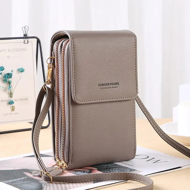 Genuine Leather Cell Phone Wallet Crossbody Bag **also in brown, yellow, green, black, blue, gray, purple, and red