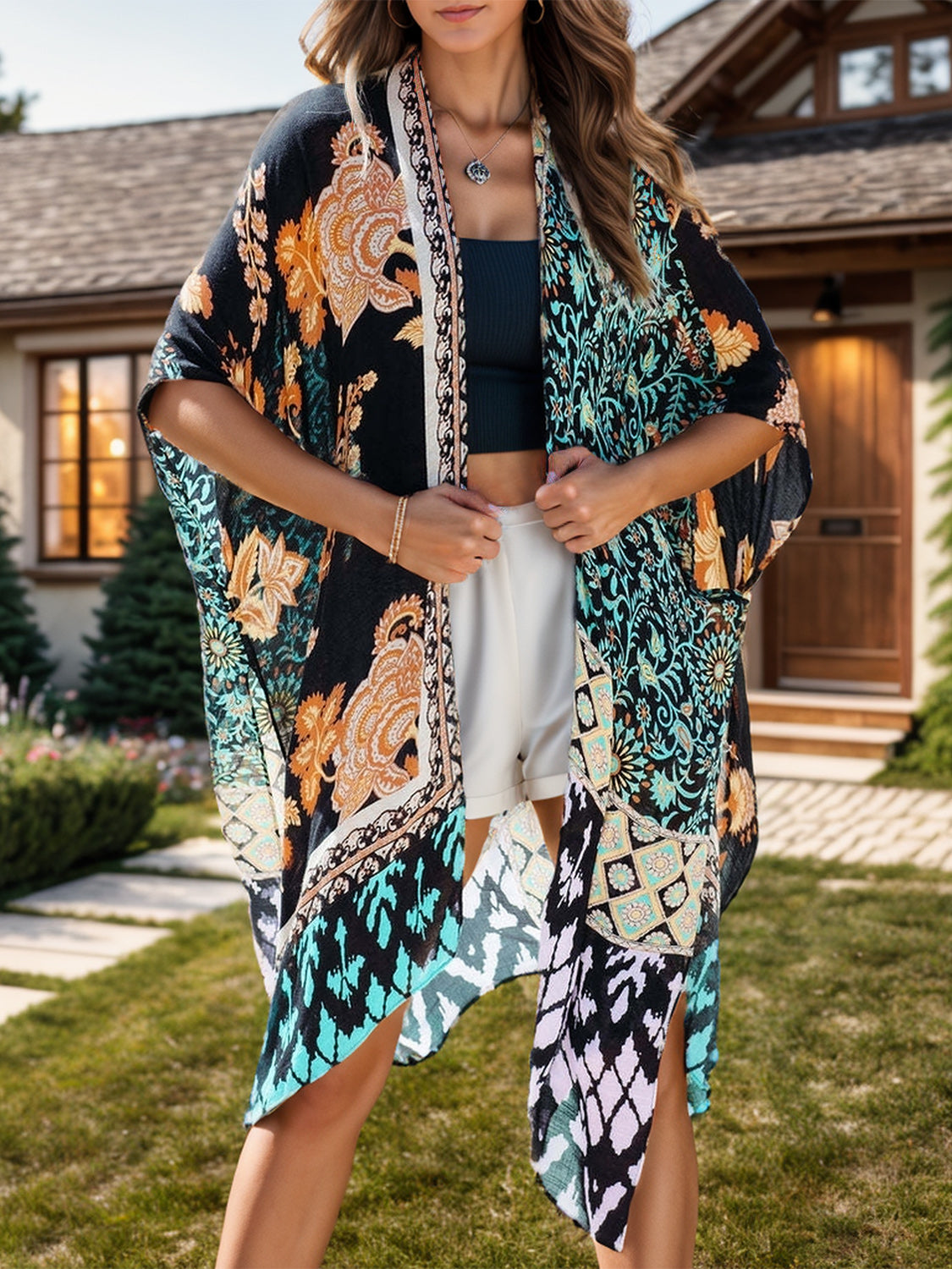 Printed Open Front Cover-Up ** also in black