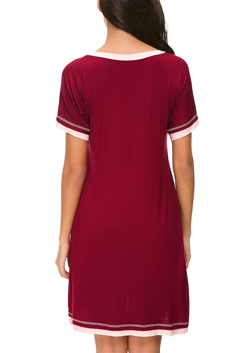 Contrast Trim Short Sleeve Lounge Dress **available in 11 colors