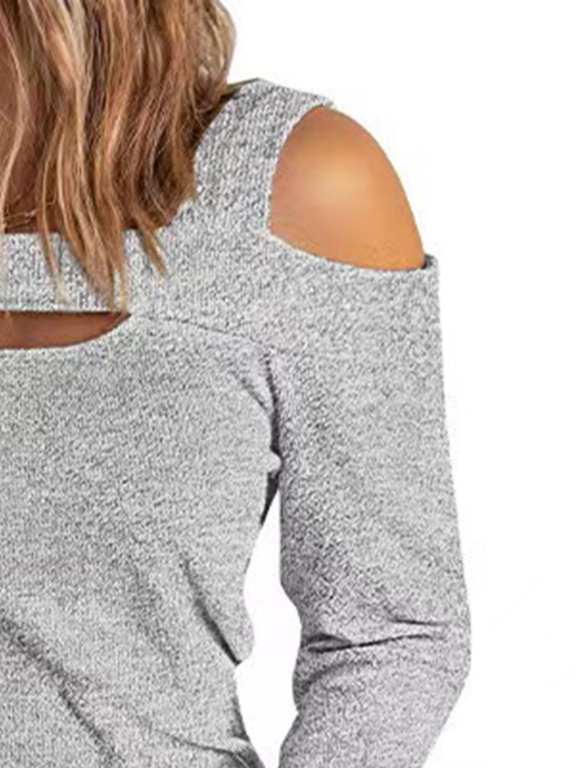 Full Size Cutout Cold Shoulder Sweater **also in light mauve, blue, green, red, and black