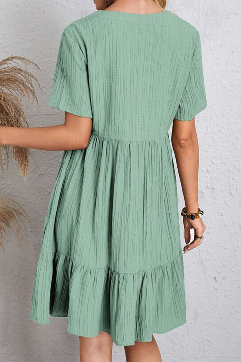 Full Size Ruched V-Neck Short Sleeve Dress **available in 7 colors