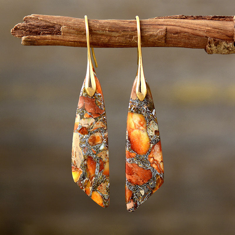 Gold-Plated Copper Dangle Earrings **also in green or tangerine, with silver or gold hooks