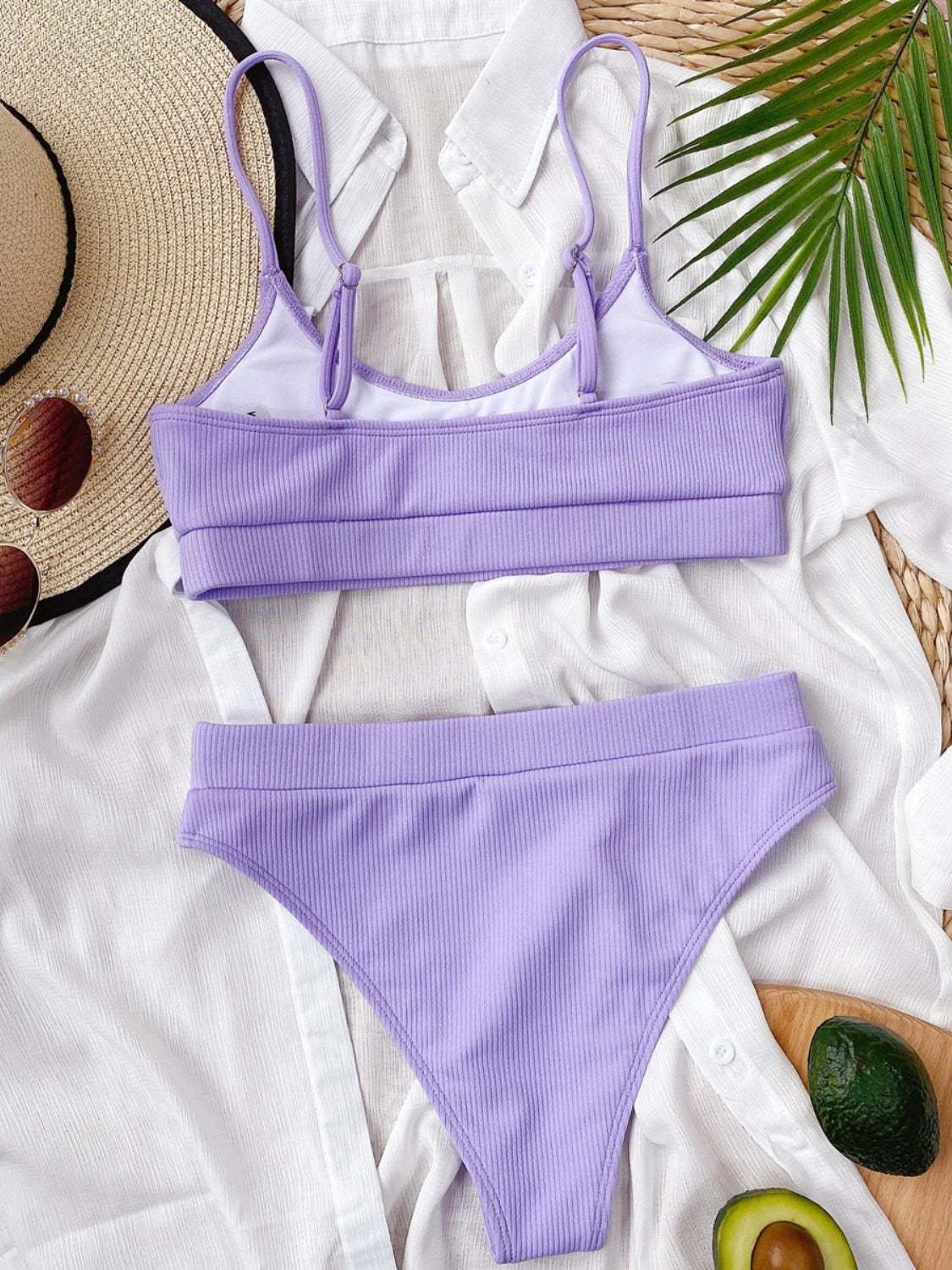 Scoop Neck Spaghetti Strap Two-Piece Swim Set **also in brown, black, red, light blue, and neon green