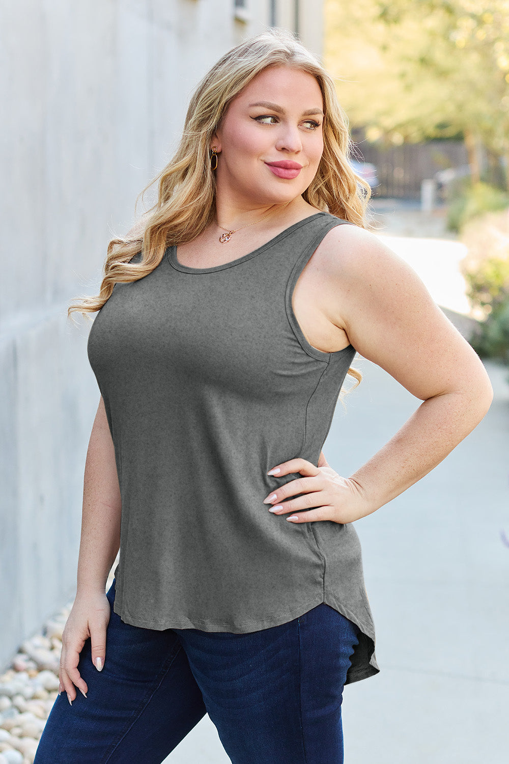 Basic Bae Full Size Round Neck Tank **also in black, camel, army green, and chestnut