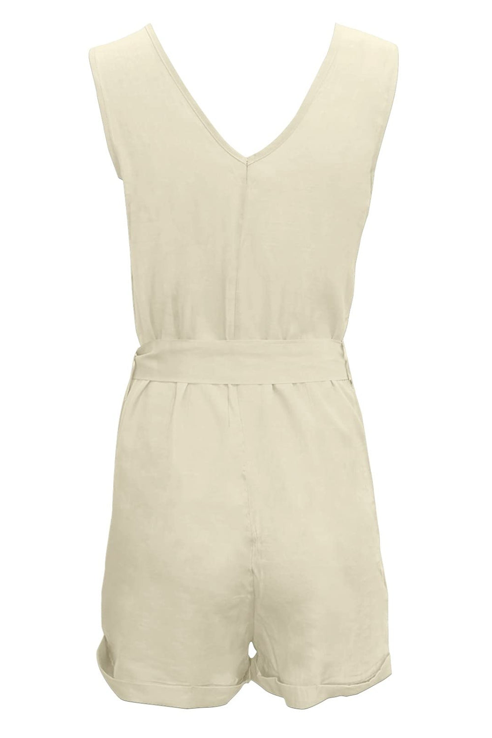 Full Size Tied V-Neck Sleeveless Romper with Pockets **available in 10 colors