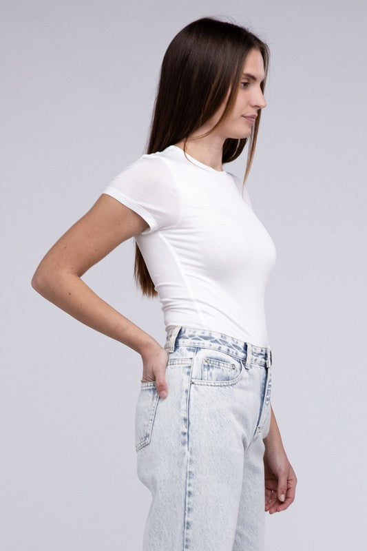 Double Layered Cap Sleeve Bodysuit **also available in black and off-white