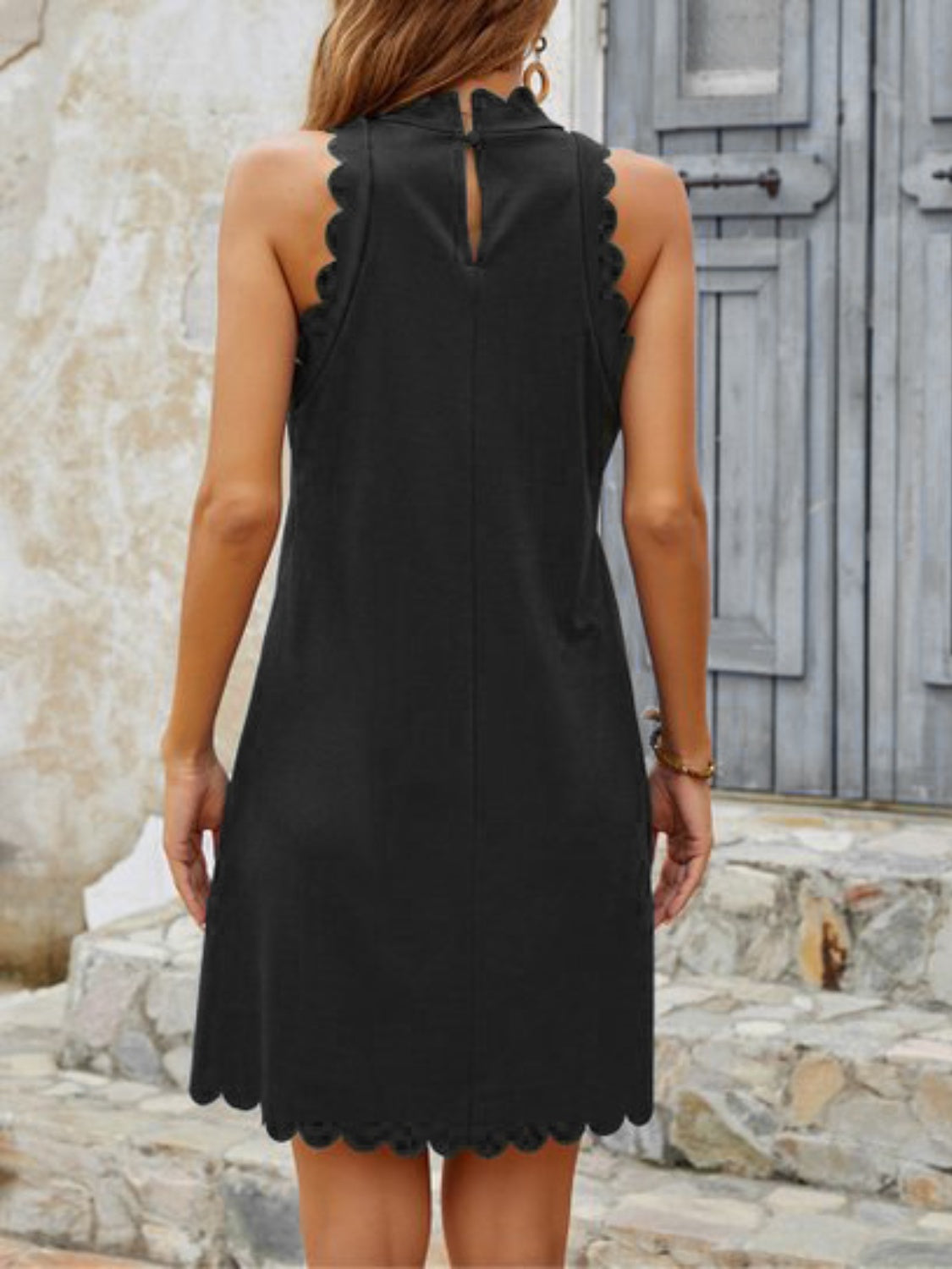 Mock Neck Sleeveless Mini Dress **also available in black and blue