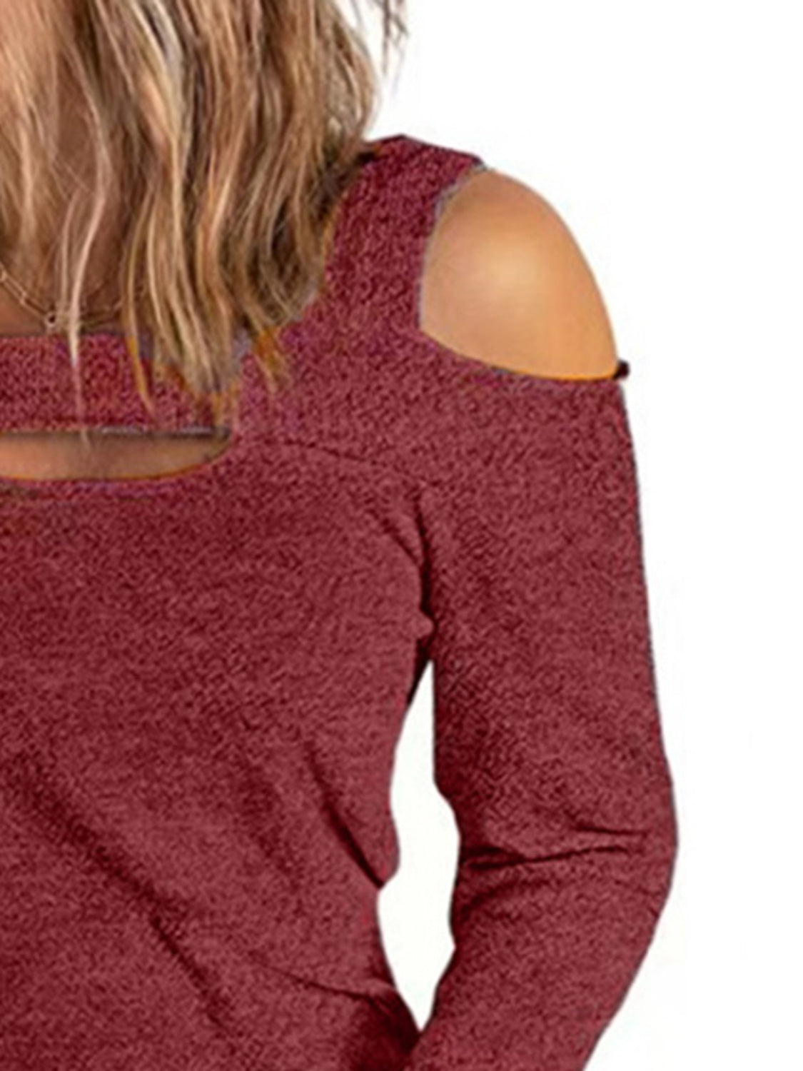 Full Size Cutout Cold Shoulder Sweater **also in light mauve, blue, green, red, and black