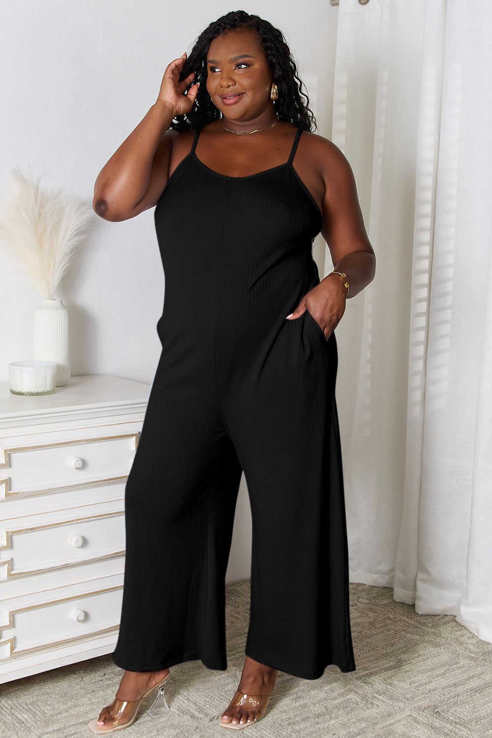Basic Bae Full Size Spaghetti Strap V-Neck Jumpsuit **also available in chocolate and black