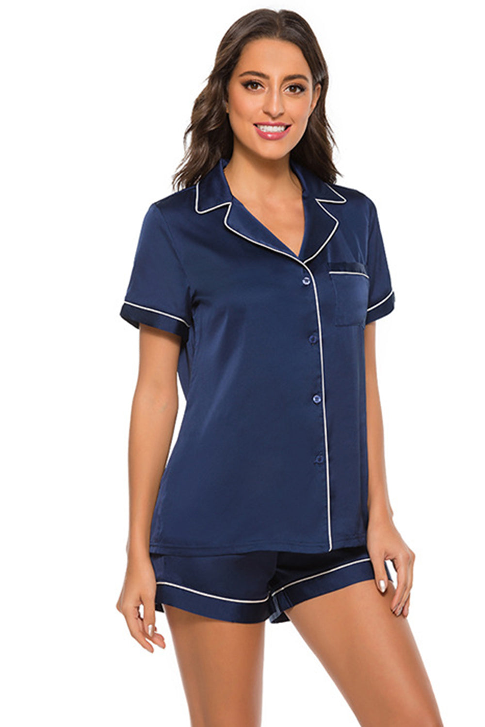 Printed Button Up Short Sleeve Top and Shorts Lounge Set **available in 11 colors and patterns