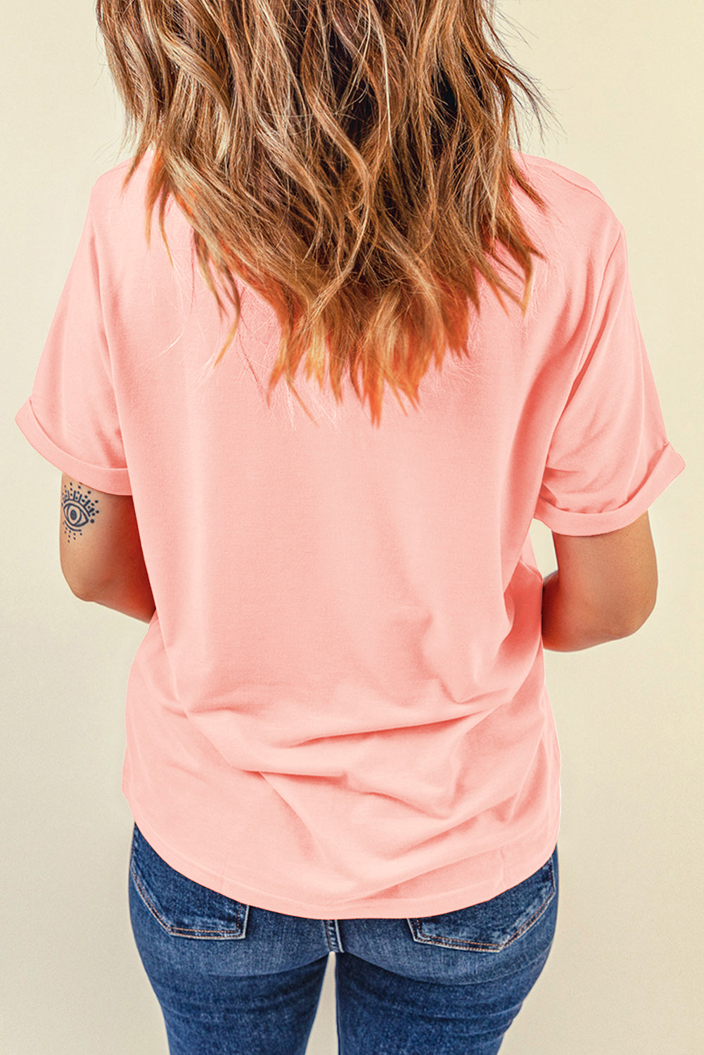 Round Neck Short Sleeve T-Shirt **also in white, black, peach, green, and charcoal