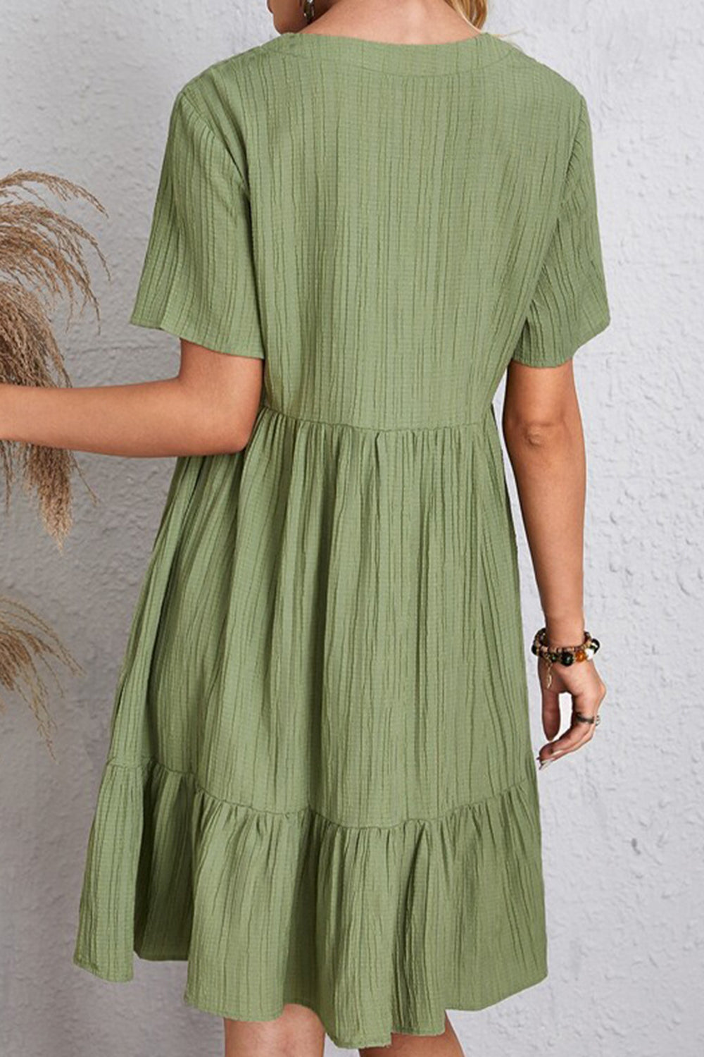 Full Size Ruched V-Neck Short Sleeve Dress **available in 7 colors