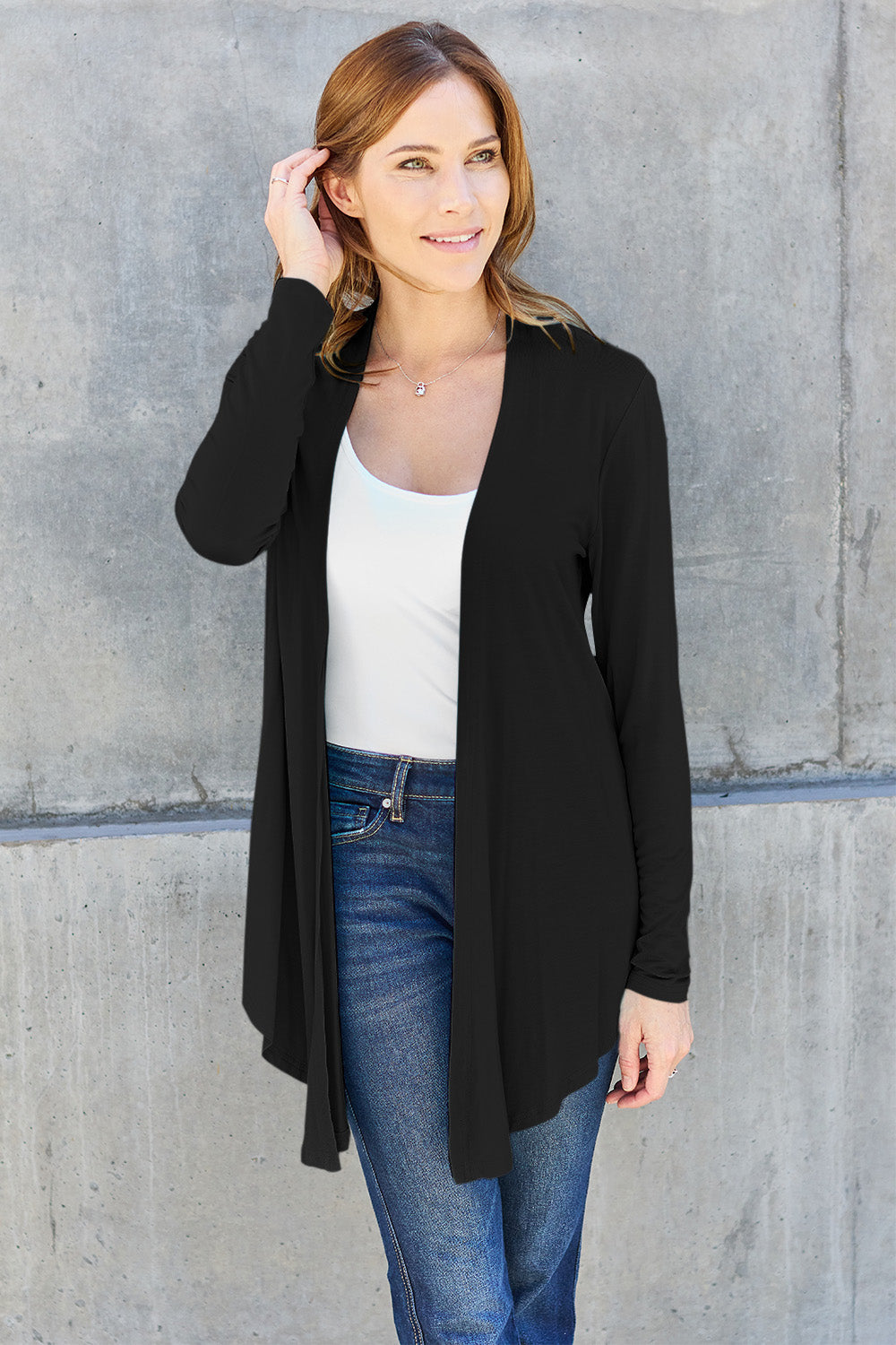 Basic Bae Full Size Open Front Long Sleeve Cardigan **also in sky blue, chestnut, hot pink, and black