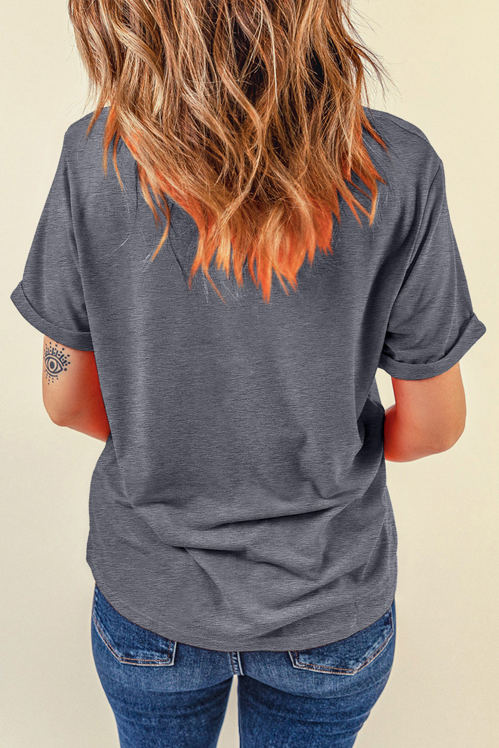 Round Neck Short Sleeve T-Shirt **also in white, black, peach, green, and charcoal