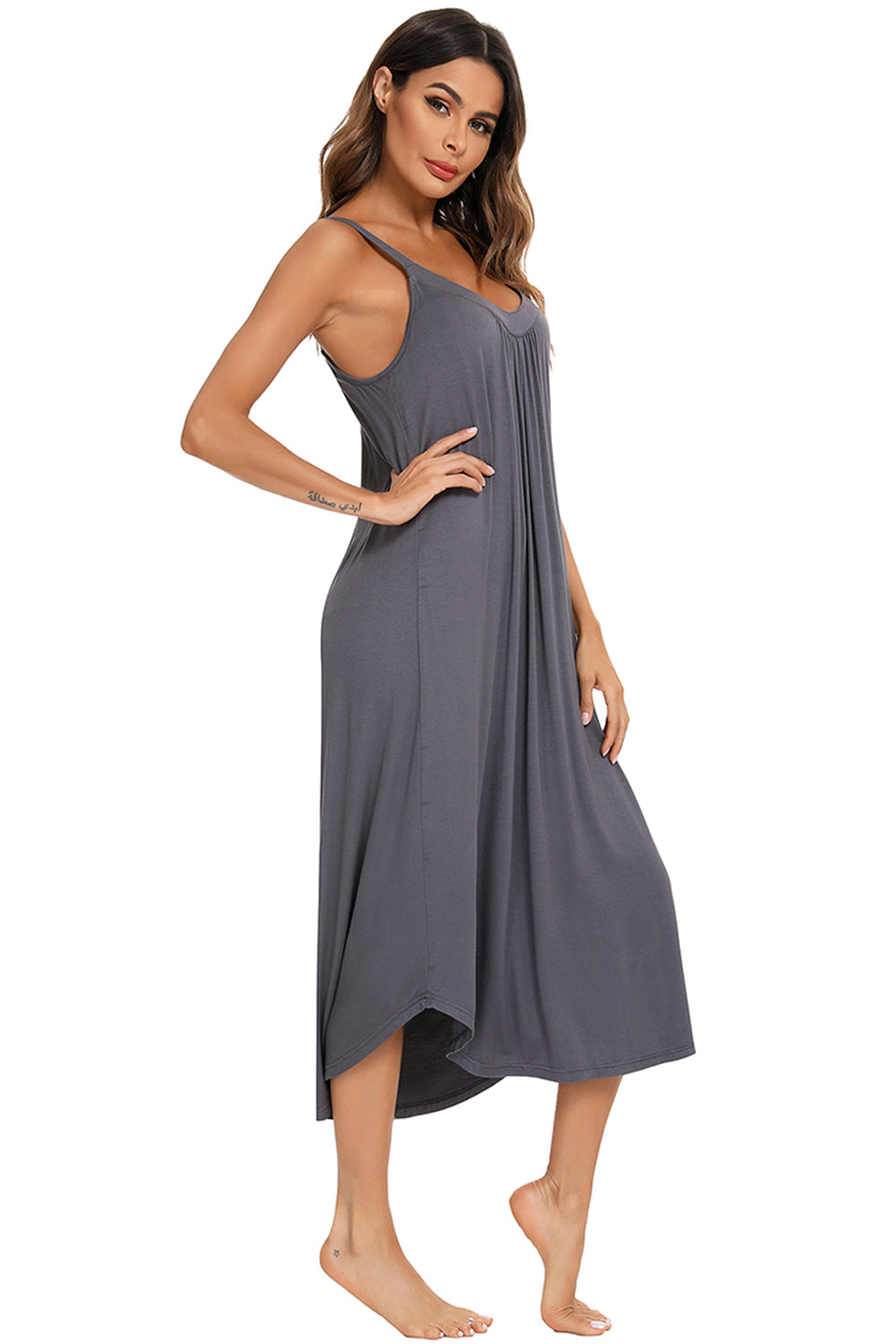 V-Neck Midi Lounge Dress **also available in charcoal, black, and navy