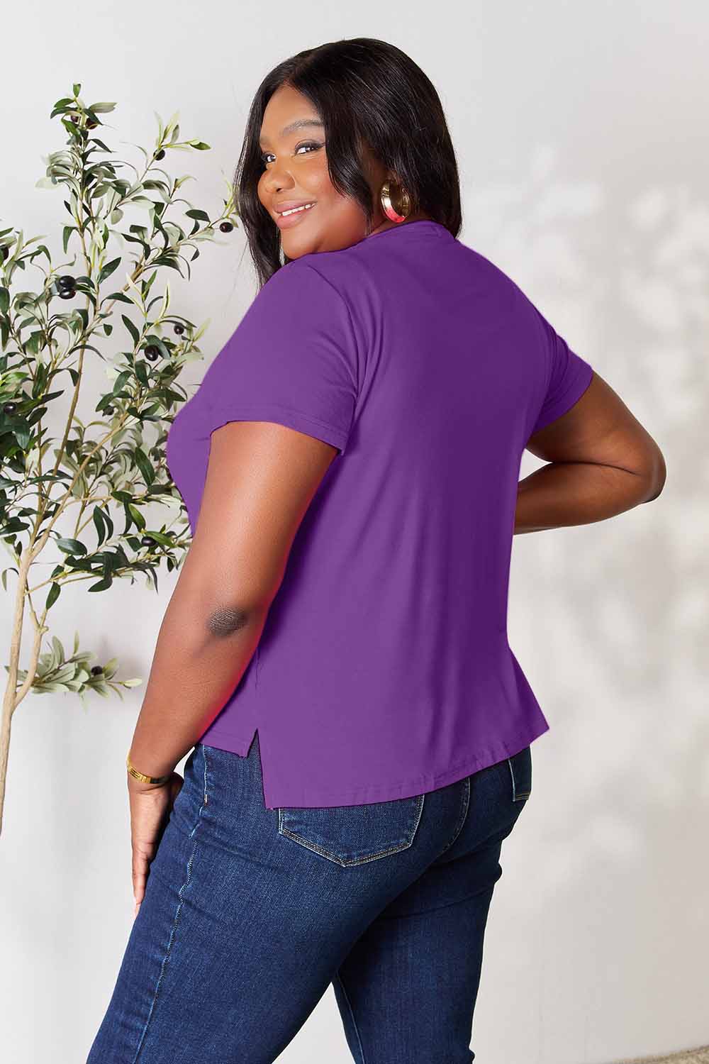 Basic Bae Full Size Round Neck Short Sleeve T-Shirt **also in red, moss, purple, charcoal, taupe, and white