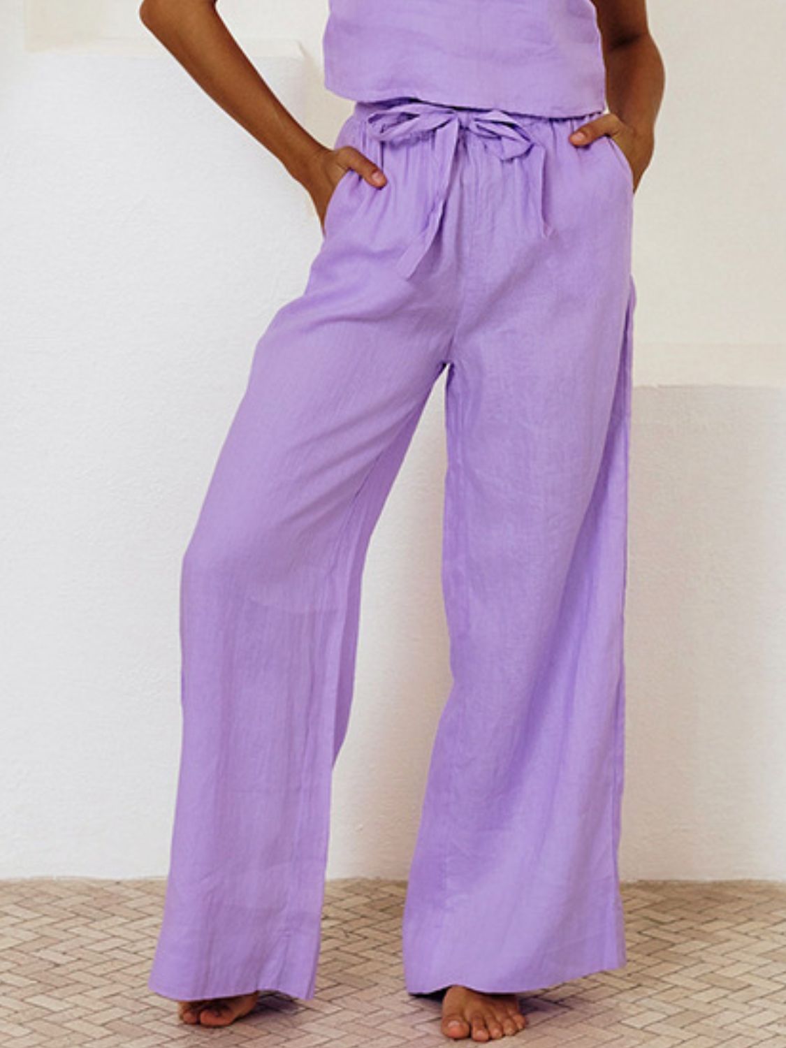 Square Neck Sleeveless Top and Pants Set **also available in white and lavender