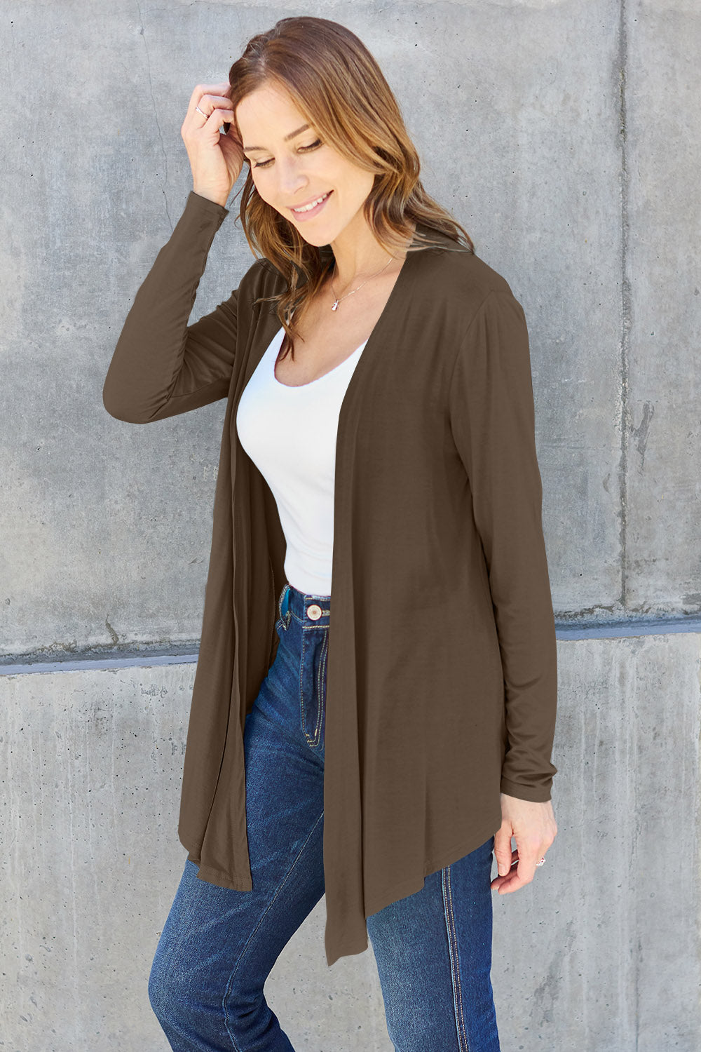 Basic Bae Full Size Open Front Long Sleeve Cardigan **also in sky blue, chestnut, hot pink, and black