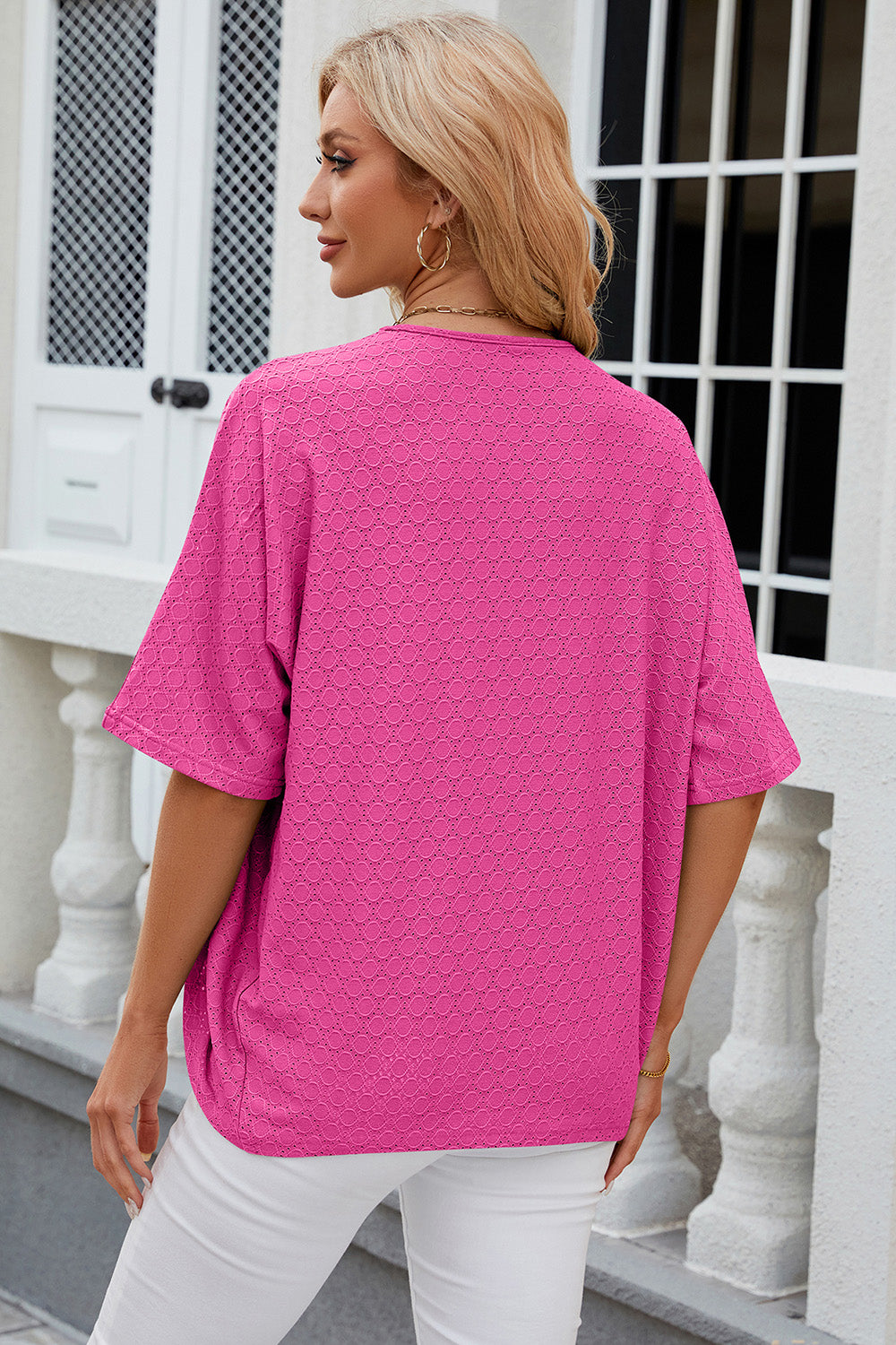 Eyelet Open Front Half Sleeve Cardigan **also in hot pink, white, blush, black, green, & lavendar