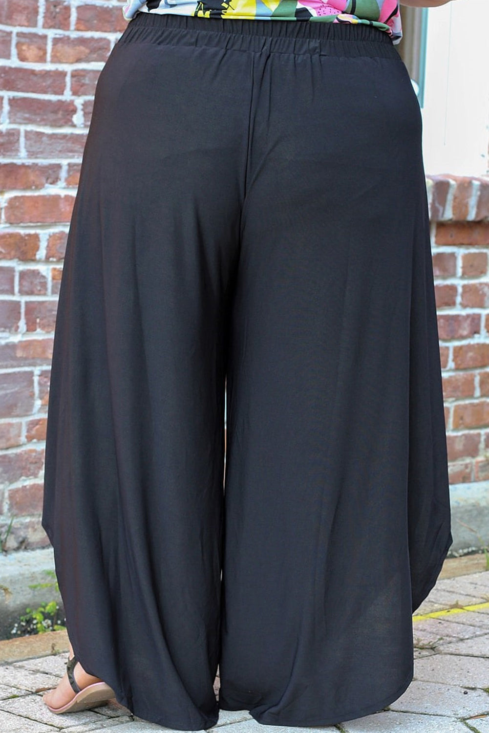 SYNZ Plus Size Tie Front Wide Leg Pants