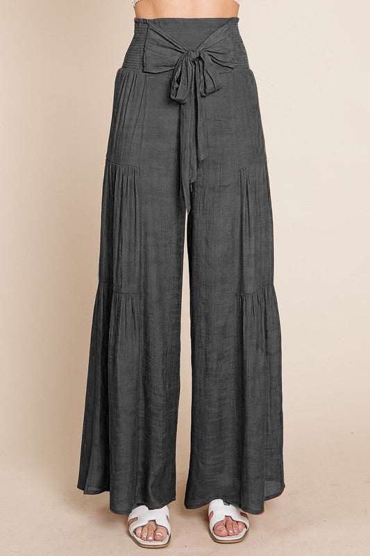 Jade by Jane Tie Front Ruched Waist Pants **also available in rust and sage