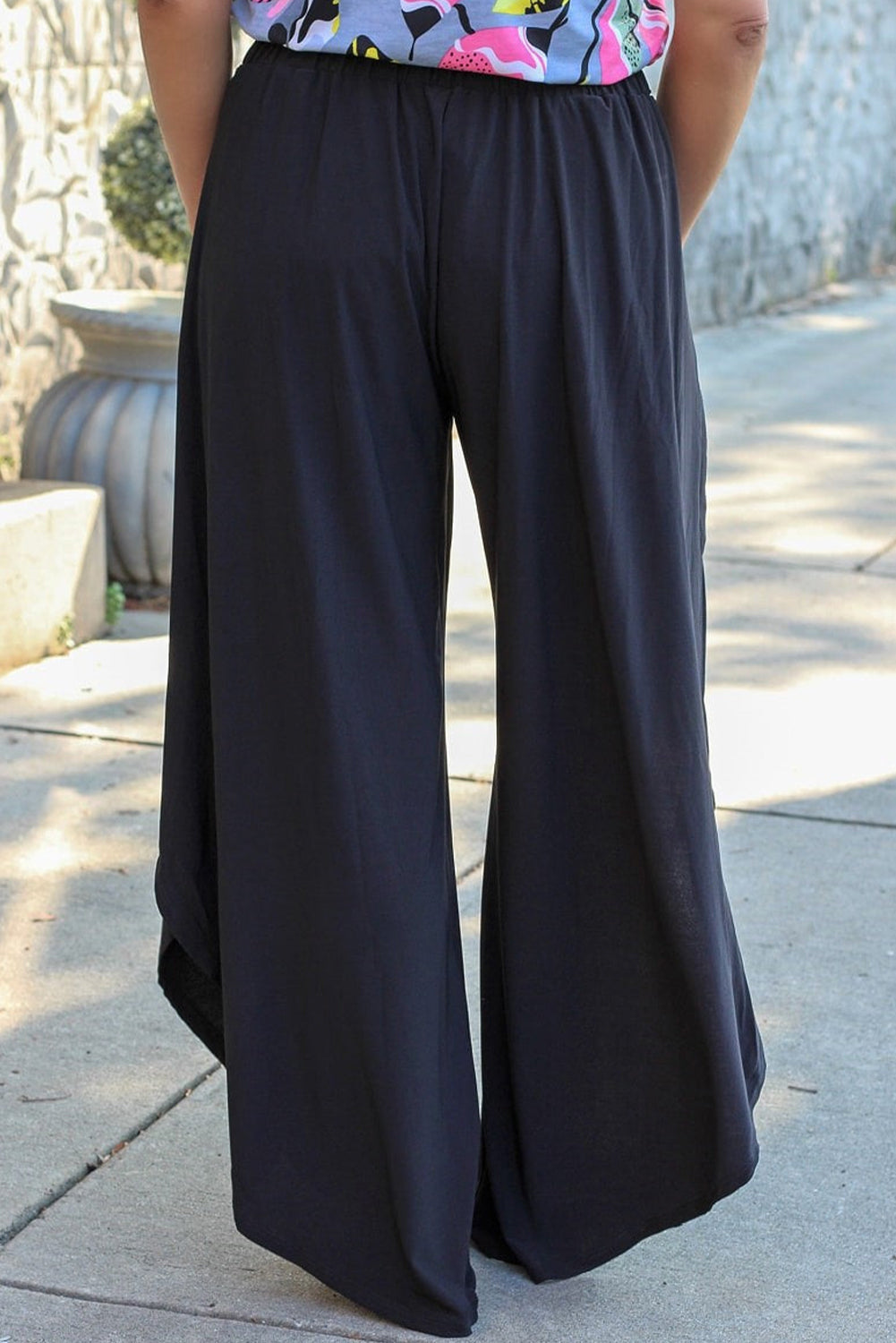 SYNZ Plus Size Tie Front Wide Leg Pants