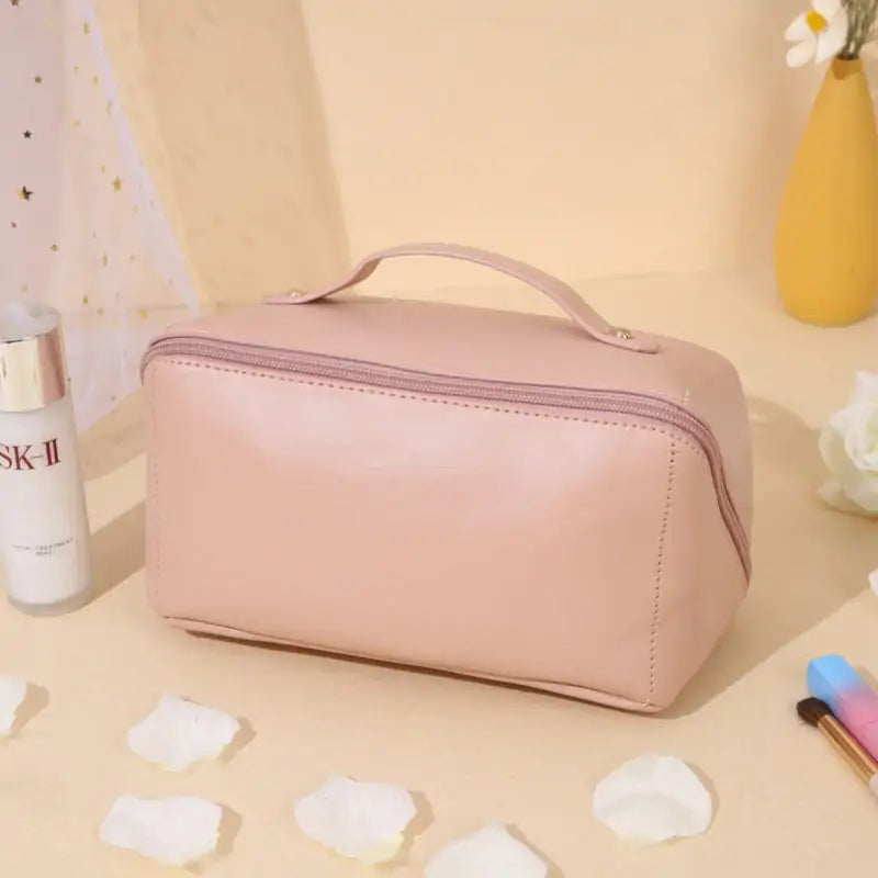 All-in-1 Genuine Leather Makeup and Toiletry Bag