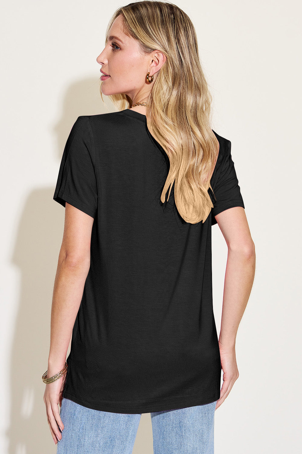 Basic Bae Bamboo Full Size V-Neck High-Low T-Shirt **also in coral, black, white, and lavendar