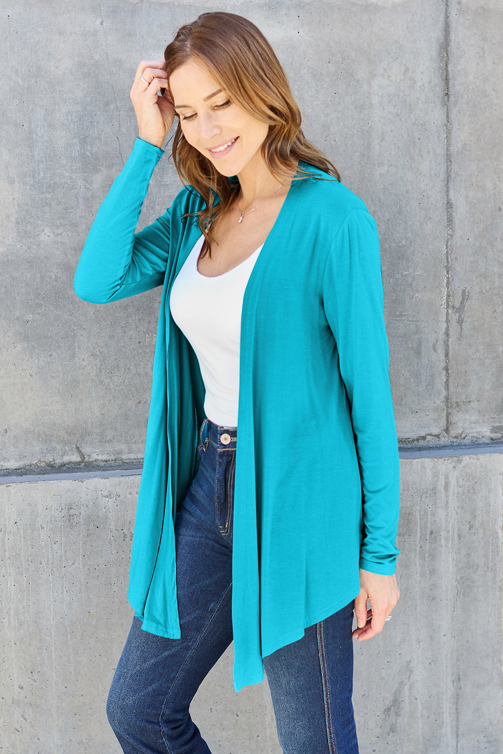 Basic Bae Full Size Open Front Long Sleeve Cardigan **also in sky blue, chestnut, hot pink, and black