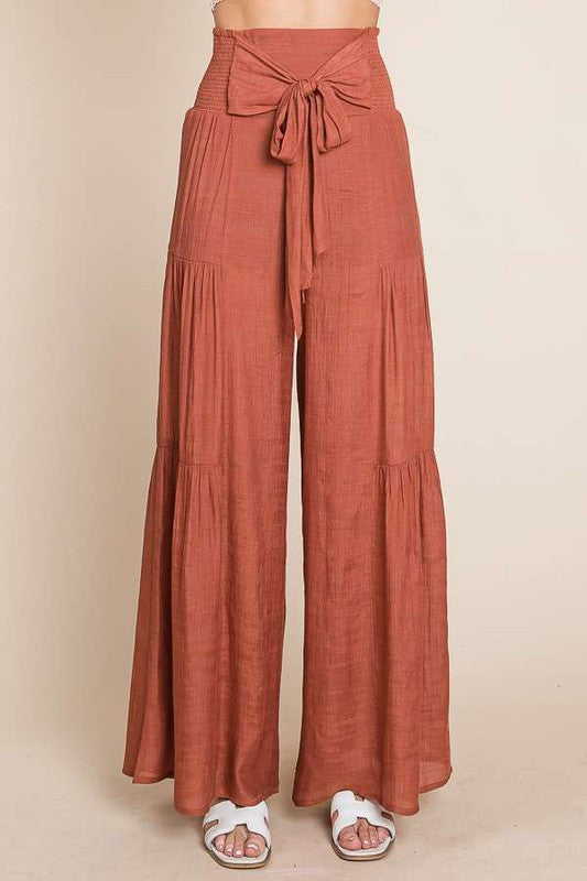 Jade by Jane Tie Front Ruched Waist Pants **also available in rust and sage