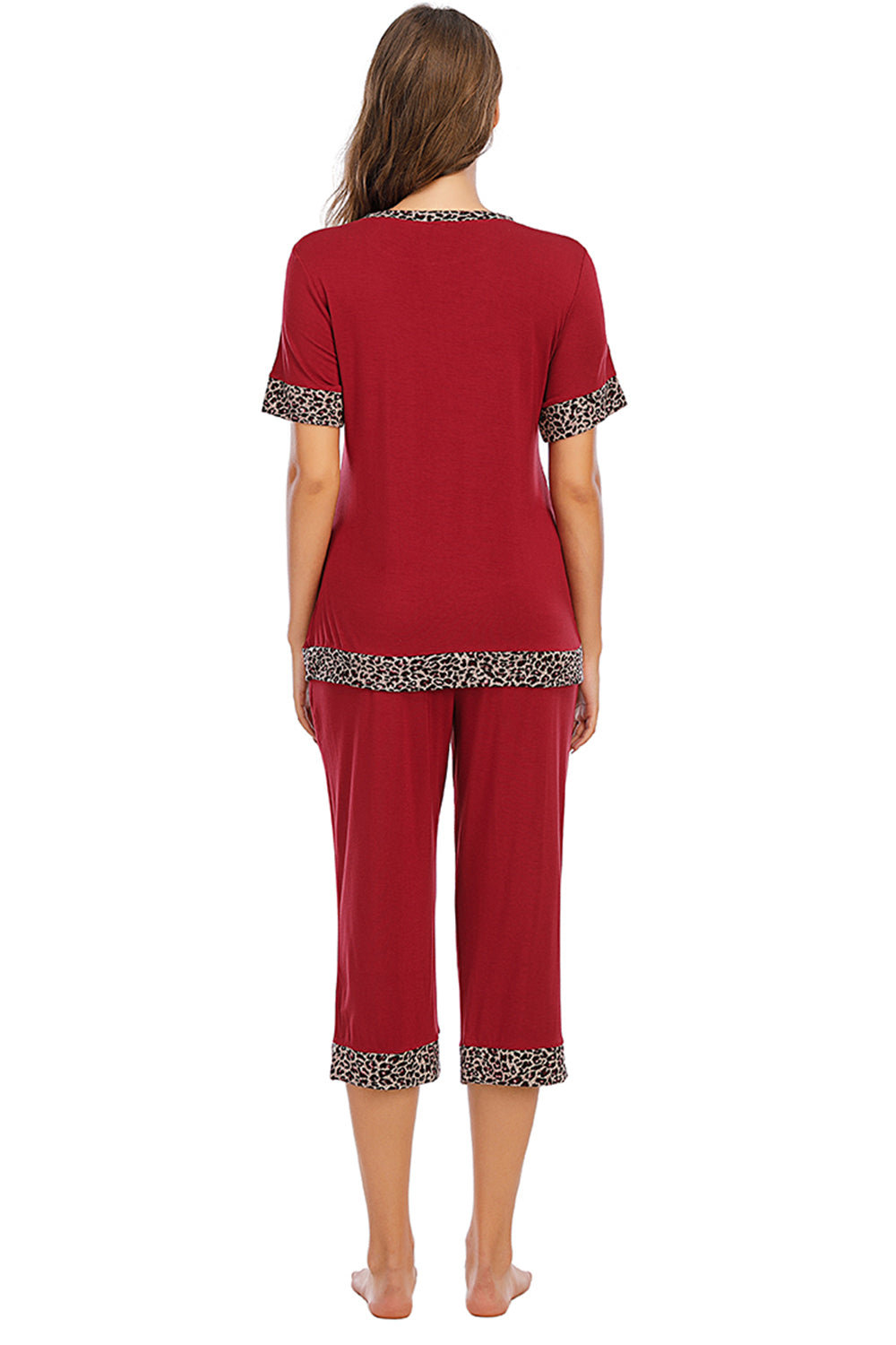 Round Neck Short Sleeve Top and Capris Pants Lounge Set **also available in navy and scarlet