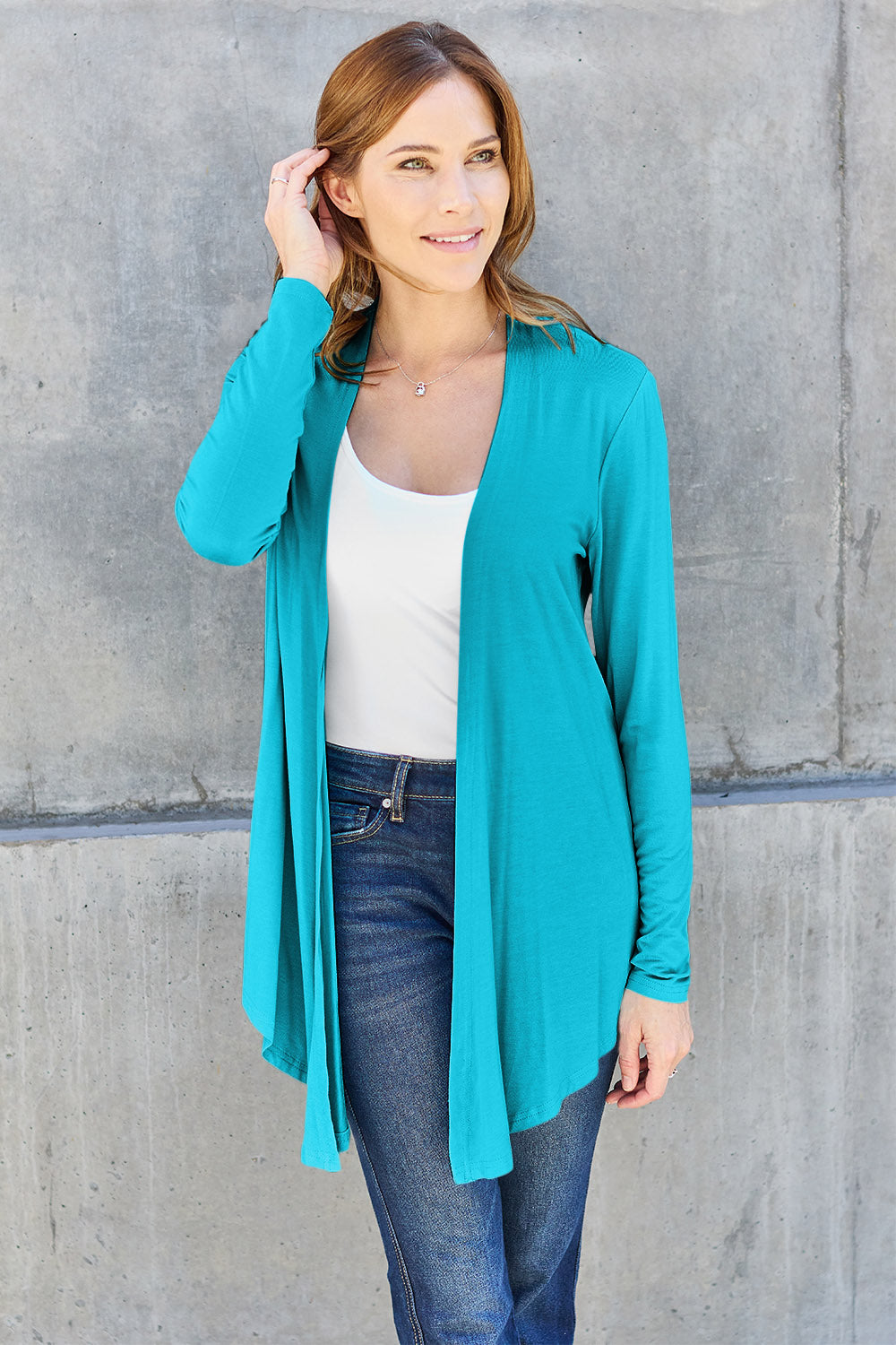 Basic Bae Full Size Open Front Long Sleeve Cardigan **also in sky blue, chestnut, hot pink, and black