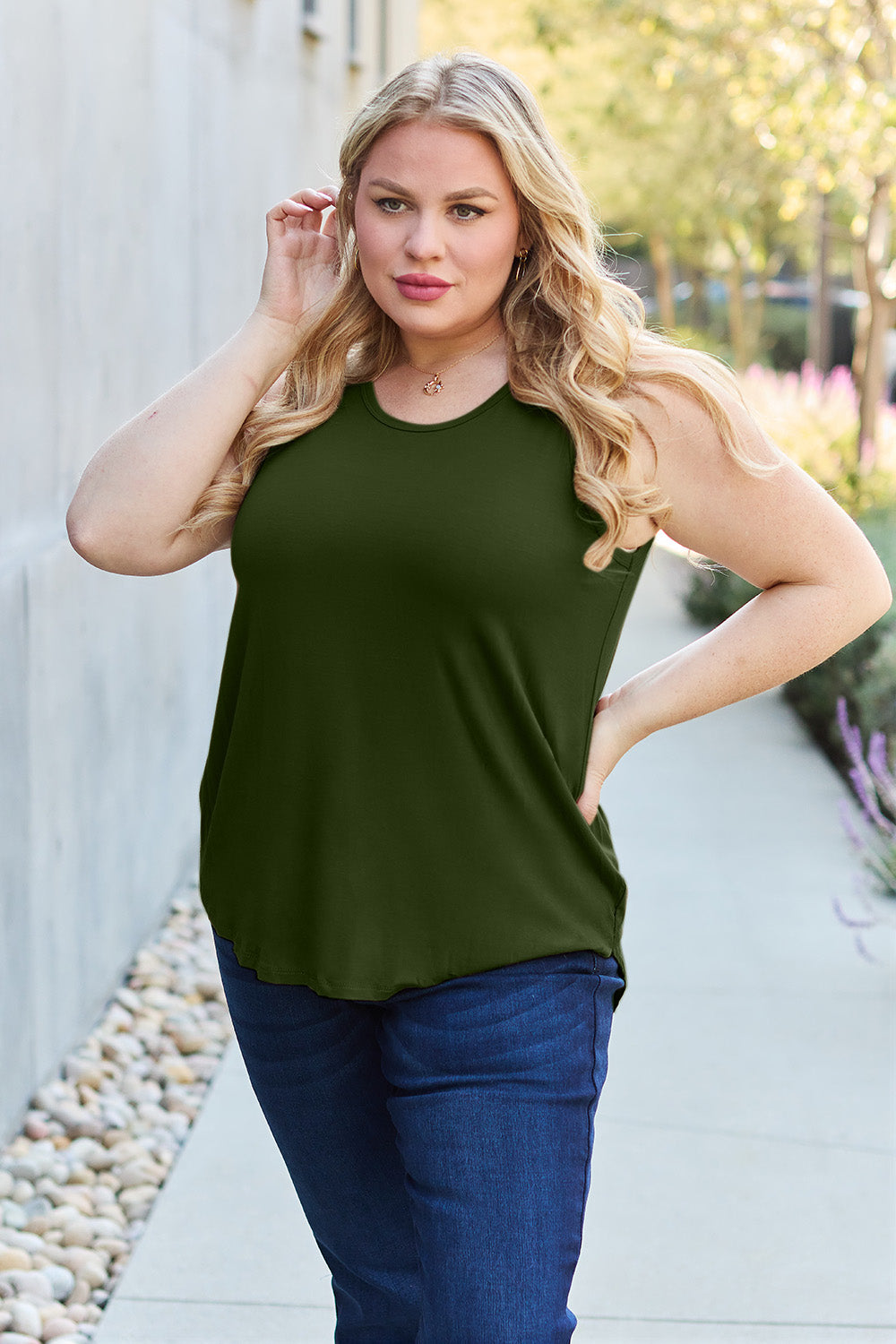 Basic Bae Full Size Round Neck Tank **also in black, camel, army green, and chestnut