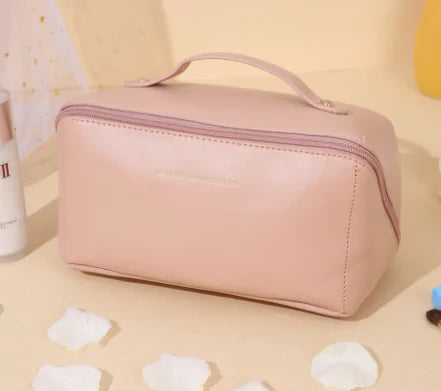 All-in-1 Genuine Leather Makeup and Toiletry Bag