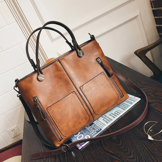 Wax Oil Genuine Leather Messenger Bag