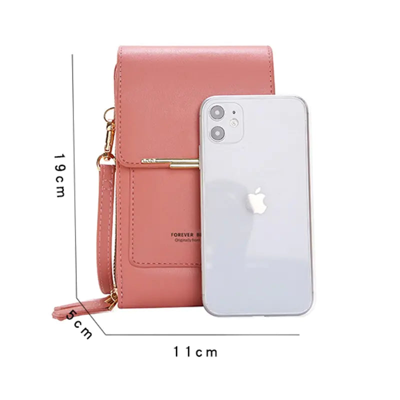 Genuine Leather Cell Phone Wallet Crossbody Bag **also in brown, yellow, green, black, blue, gray, purple, and red