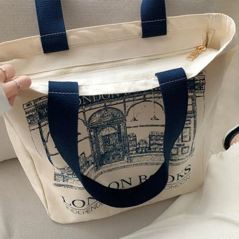 London Books Vintage Zipper Tote