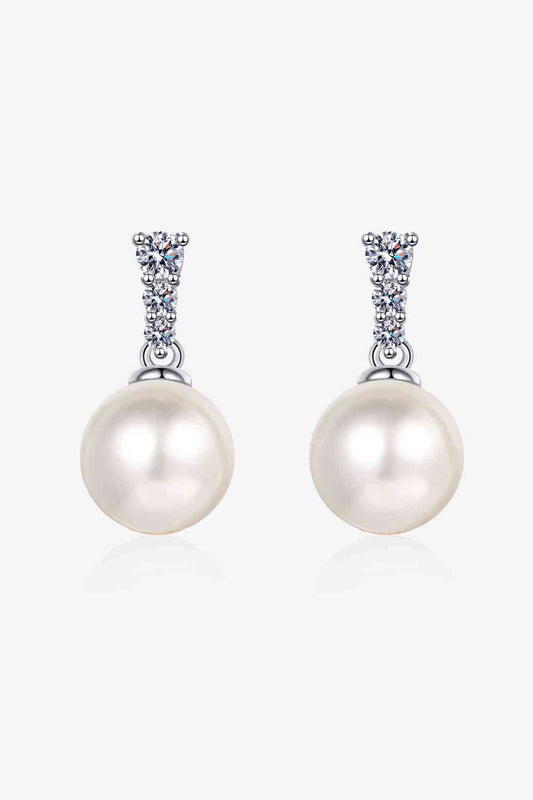 Ginger - Moissanite Pearl Drop Earrings