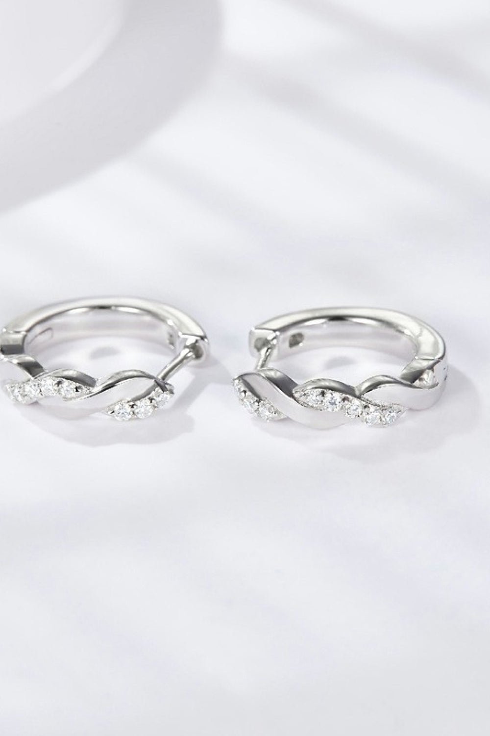 Farah - Moissanite Twisted Platinum-Plated Earrings