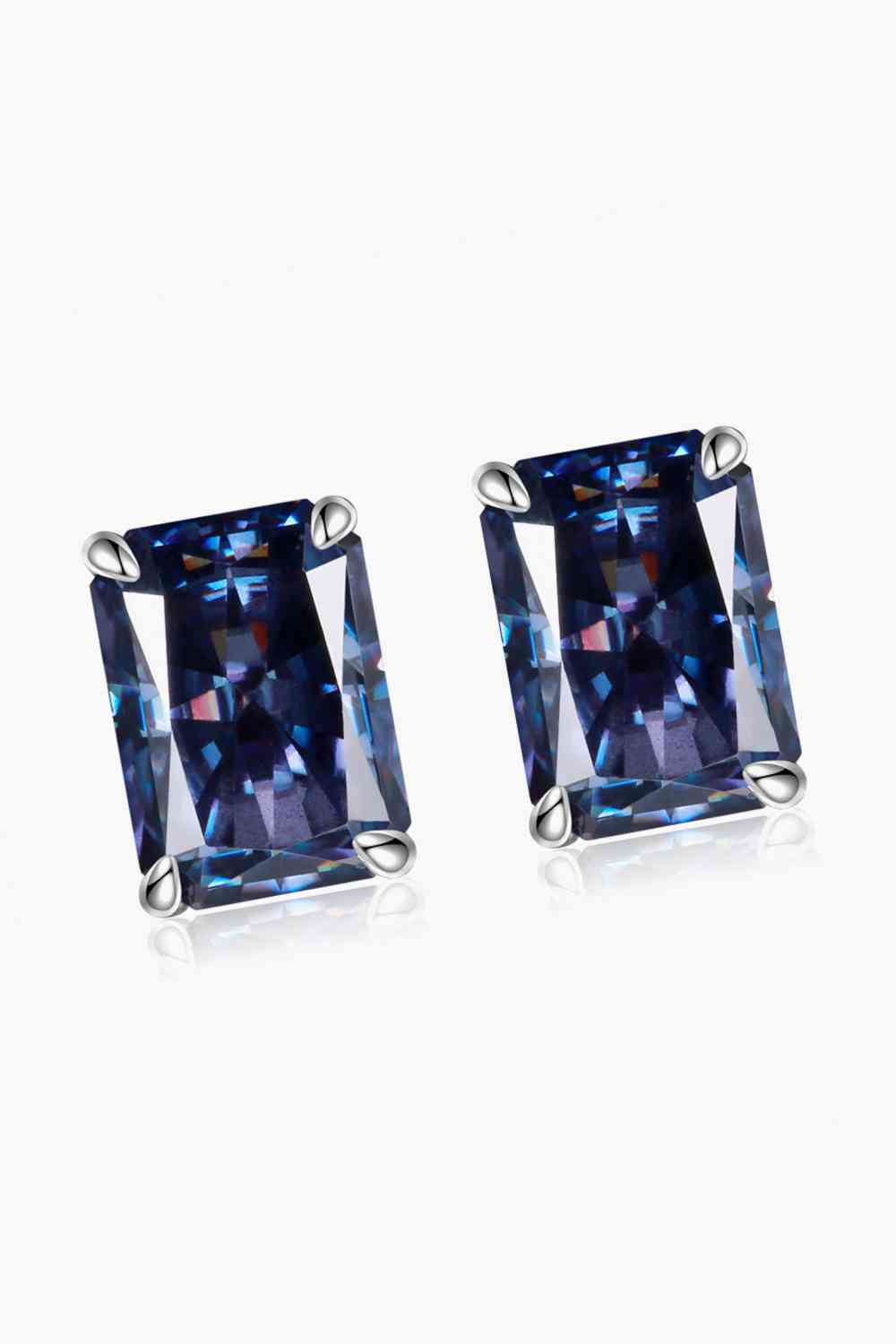 Daniela 2 Carat Rectangle Moissanite 4-Prong Stud Earrings