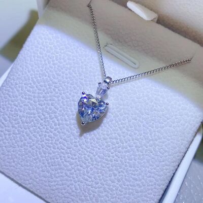 Sophia - 2 Carat Moissanite 925 Sterling Silver Heart Pendant Necklace