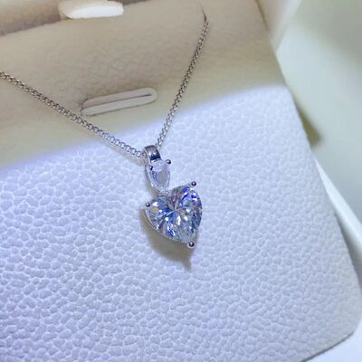 Sophia - 2 Carat Moissanite 925 Sterling Silver Heart Pendant Necklace