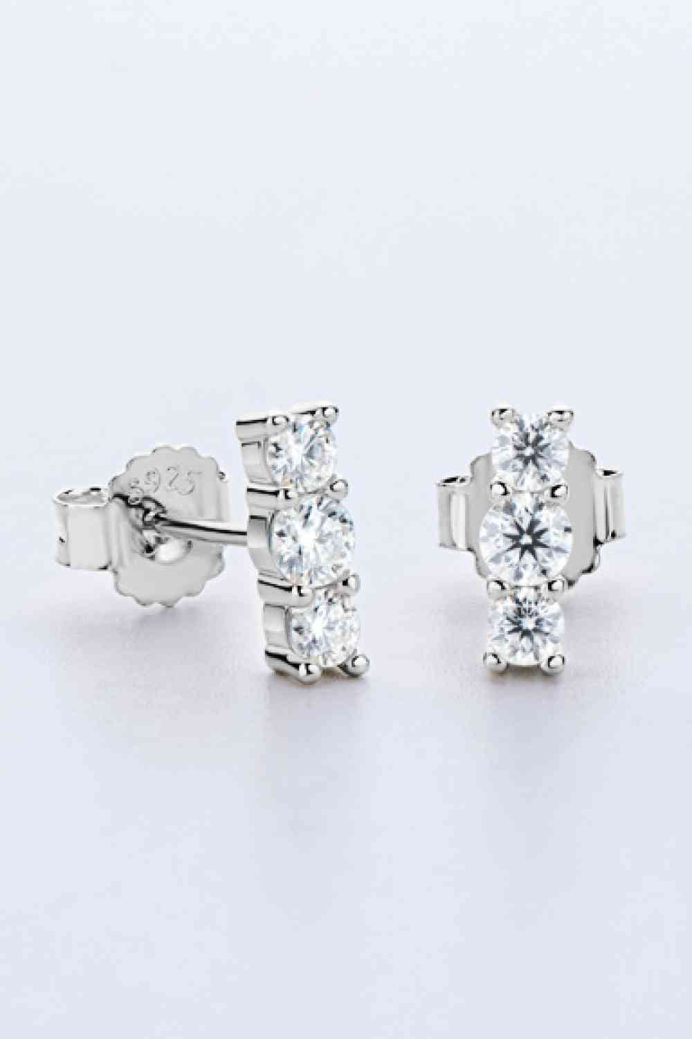 Babette Heartbeat Rhythm 925 Sterling Silver Moissanite Stud Earrings