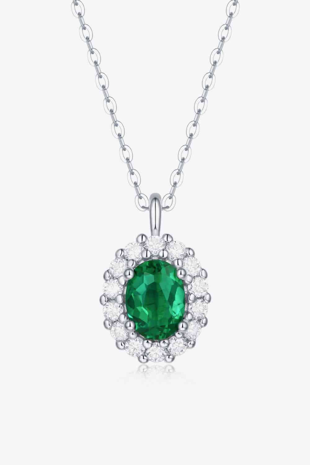 Phoebe - 1.5 Carat Lab-Grown Emerald 925 Sterling Silver Necklace